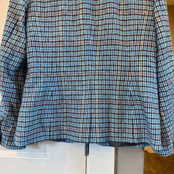 Women Talbots Blue/Multicolor Houndstooth Wool Blend Blazer-Size 10 *Runs Small‎ - Picture 7 of 10